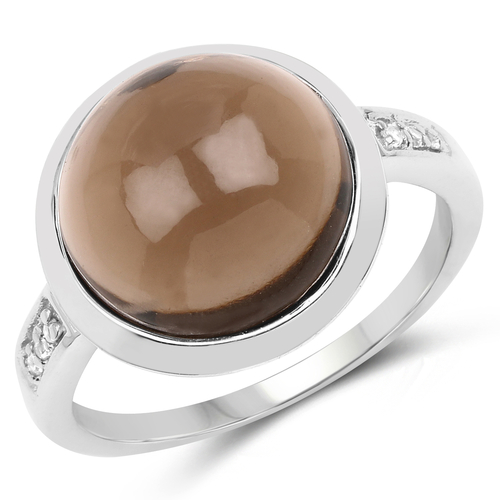 4.92 Carat Genuine Smoky Quartz and White Topaz .925 Sterling Silver