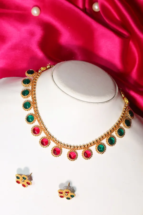 Premium Stylish Gold Plated Jewellery Set With Earring