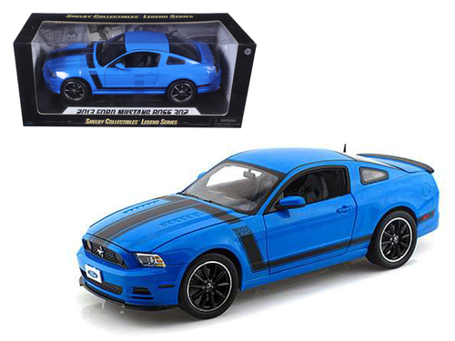 2013 Ford Mustang Boss 302 Blue with Black Stripes 1/18 Diecast Model