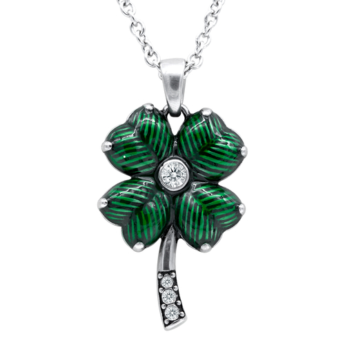 Four Leaf Clover with Crystals Necklace