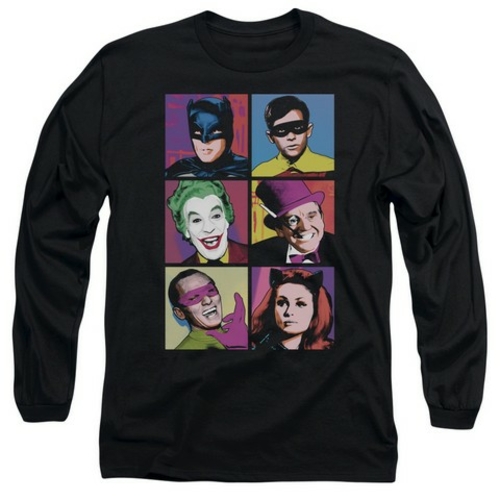 Trevco Batman Classic Tv-Pop Cast - Long Sleeve Adult 18-1 Tee - Black