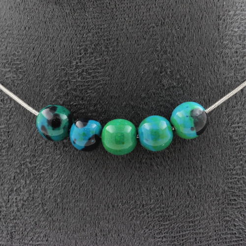 Tinted Chrysocolla 8 mm 5 beads necklace