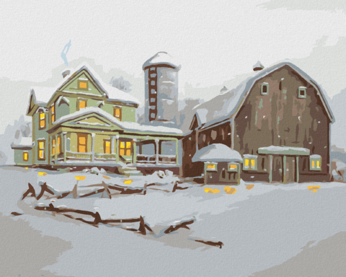 Zuty - Paint by Numbers - HOUSE AND BARN IN WINTER (D. RUSTY RUST),