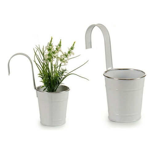 Plant pot For hanging 24 x 27 x 13,3 cm Silver Metal White