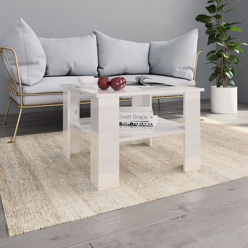 Coffee Table High Gloss White 23.6"x23.6"x16.5" Chipboard