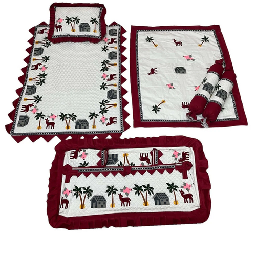 6 Items Embroidery Work Bedding Set