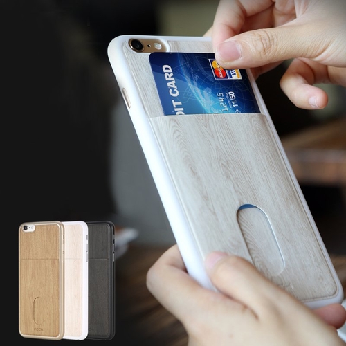 Wood Grain Card Slot iPhone Case by Rock