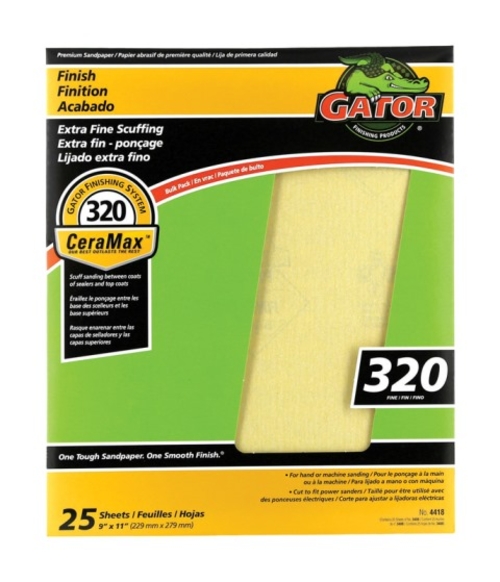 Gator Grit 3408 320 Grit Aluminum Oxide Sandpaper - pack of 25