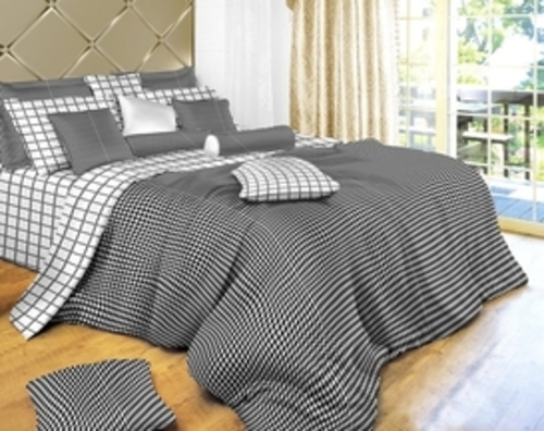 Dolce Mela DM497T Black and White Check Luxury 6 Piece Duvet Cover Set