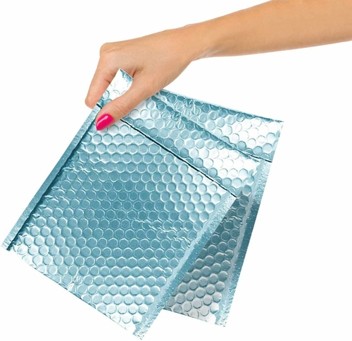 10 Pack Ice Blue Bubble Mailers 6.5 x 9 Metallic Padded Envelopes 6