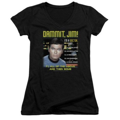 Trevco Star Trek-All Of The Above - Junior V-Neck Tee - Black, 2X