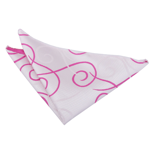 Scroll Handkerchief - Ivory & Hot Pink