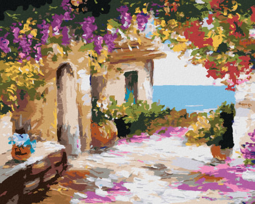 Paint by Numbers - HOUSE BY THE SEA WITH FLOWERS