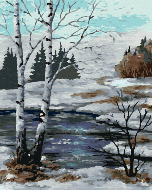 Paint by Numbers - BIRCH TREES IN WINTER LANDSCAPE