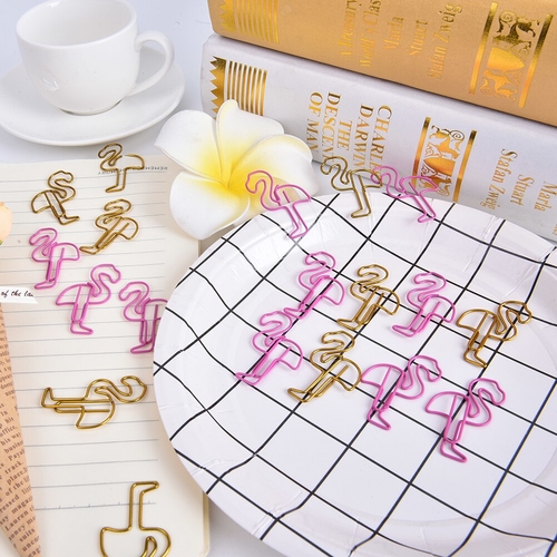 24pcs/lot Sweet Pink Flamingo Bookmark Paper Clip