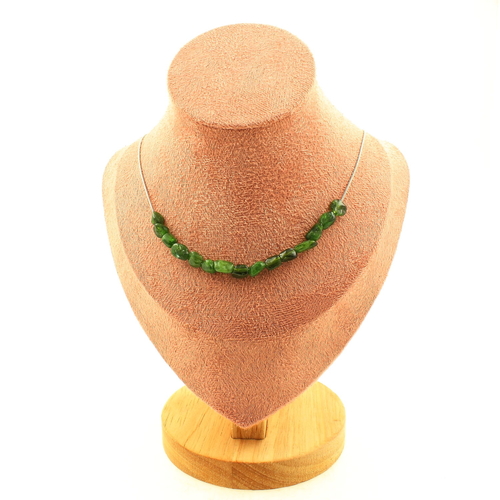 Diopside from Brazil 15 beads necklace.