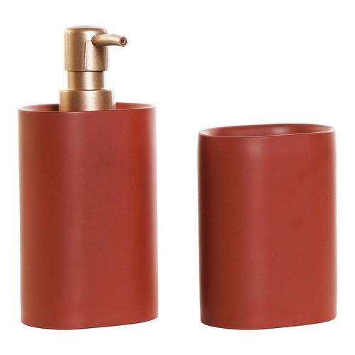 Bath Set DKD Home Decor Golden Terracotta PVC Resin Modern 8,5 x 6 x