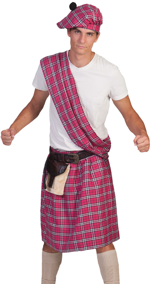 Funny Fashions FF601203 Pink Plaid Highlander Adult Costume - One Size