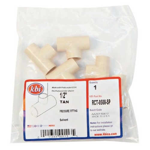 Kbi RCT-0500-SP Cpvc Tee  0.5 in. Slip - Bag of 10