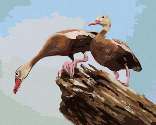 Zuty - Paint by Numbers - DUCKS ON A LOG (D. RUSTY RUST), 40x50 cm