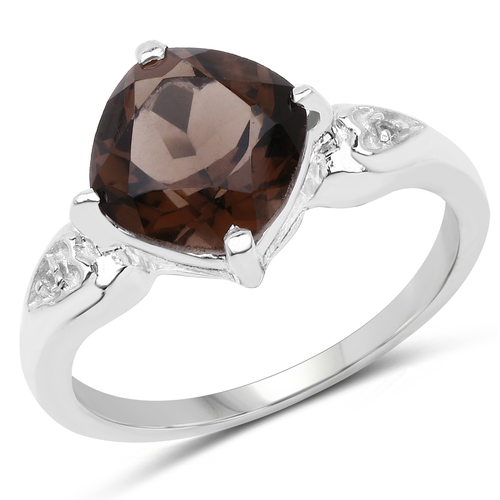 1.71 Carat Genuine Smoky Quartz and White Topaz .925 Sterling Silver