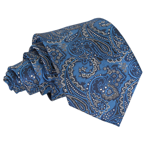 Royal Paisley Classic Tie - Blue & Silver