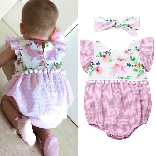 US Flower Newborn Baby Girl Bunny Romper Jumpsuit