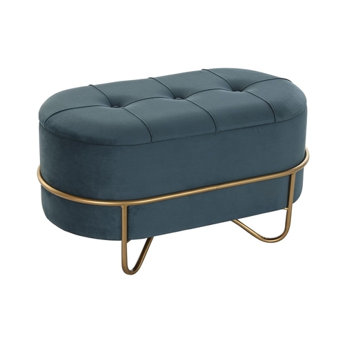 Bench DKD Home Decor   Foam Blue Golden Metal Polyester Velvet MDF