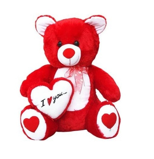 Teddy Bear Plush Toy for Kids With Heart RED&BEIGE