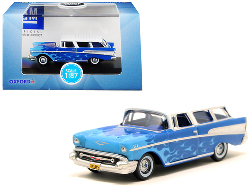 1957 Chevrolet Nomad Blue with Light Blue Flames and White Top \Hot
