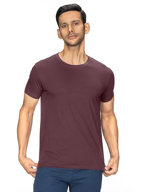 Mens Cotton Solid Regular Fit Round Neck Half Sleeves T-Shirt