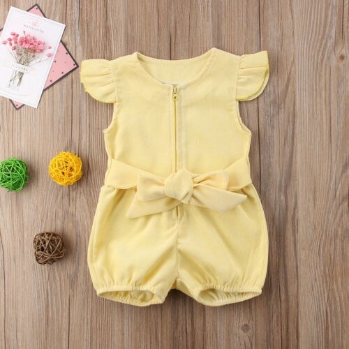 2018 Newborn Baby Kids Girls Yellow Romper