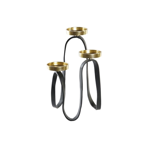 Candle Holder DKD Home Decor Black Golden Aluminium (3 Pieces) (28 x