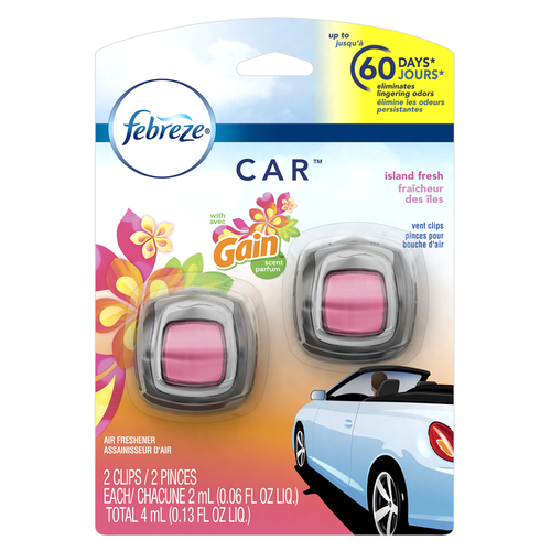 Febreze 1715630 13 oz Car Air Freshener Gain Island Fresh- pack of 8