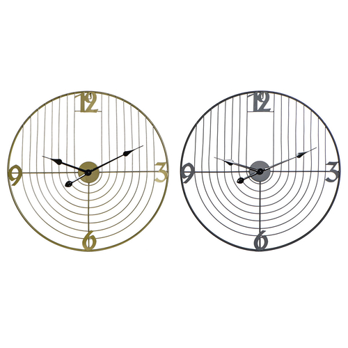 Wall Clock DKD Home Decor Black Golden Metal 60 x 3 x 60 cm Modern (2