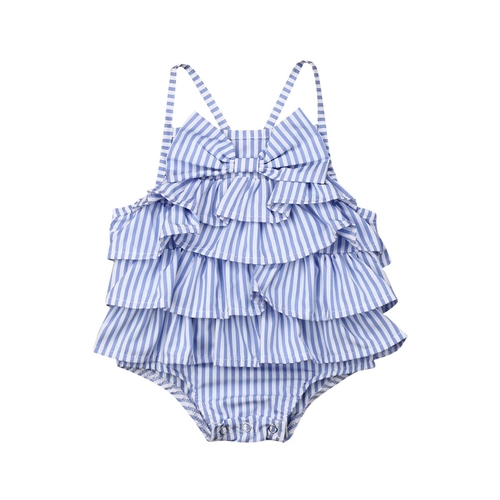 Infants Stripe  Bodysuit Summer Kid Baby Girl