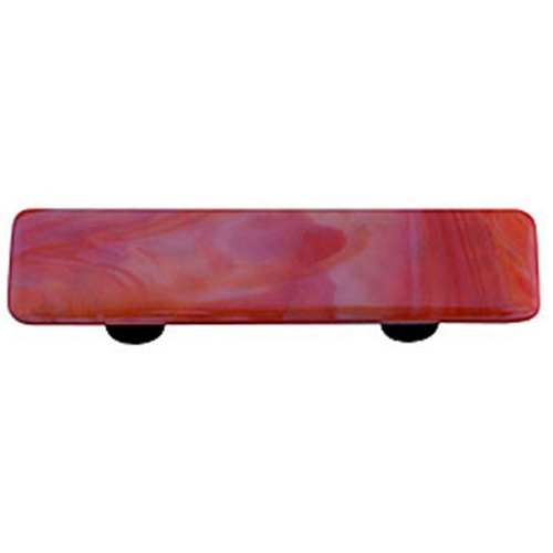 Hot Knobs HK2002-PB Swirl Red White Square Glass Cabinet Knob - Black 