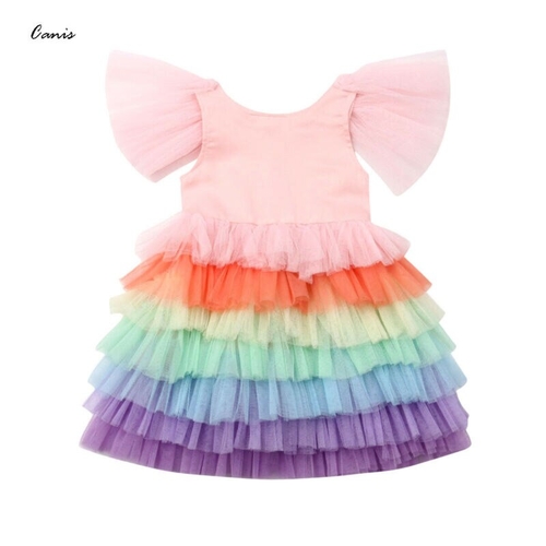 Emmababy Kid Baby Girl Tulle Rainbow Party Pageant