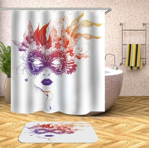 Flame Colors Feather Mask Shower Curtain