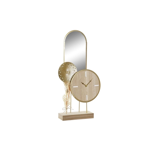 Table clock DKD Home Decor 26 x 8 x 53 cm Mirror Natural Golden Metal