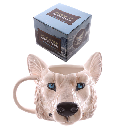 Novelty Wolf Head Shaped Ceramic Mug