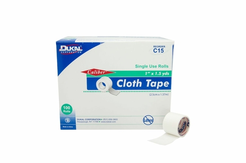 Dukal Caliber? Short Roll Non-Sterile Cloth Tape - 1" x 1.5 yd