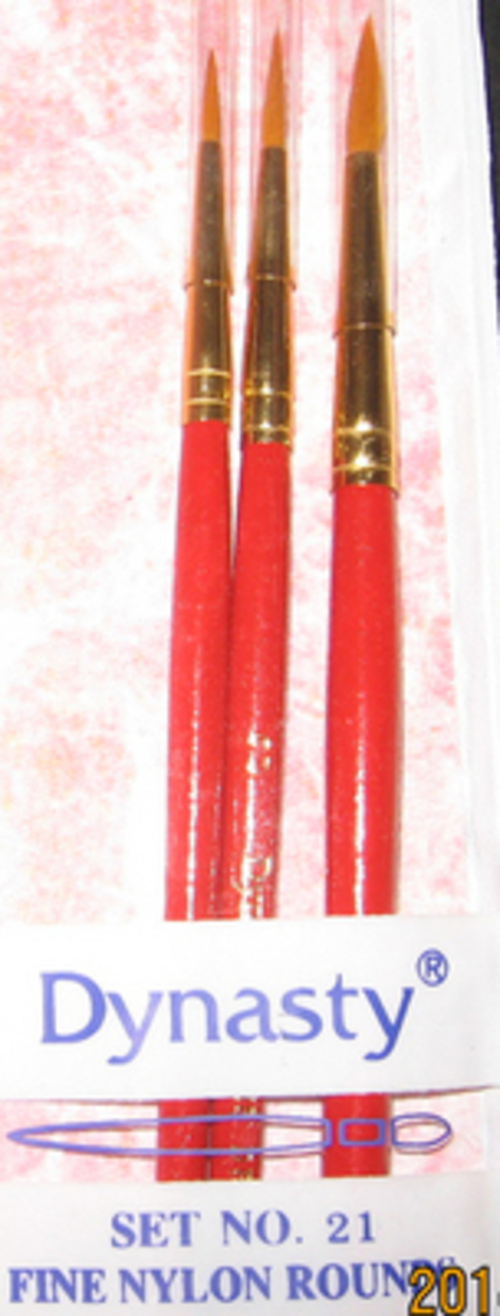 Dynasty Brush Set 21 Fine Nylon Round 3 Brush Set