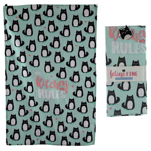 Fun Cat Design Poly Cotton Tea Towel