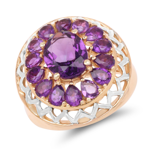 14K Rose Gold Plated 4.30 Carat Genuine Amethyst .925 Sterling Silver