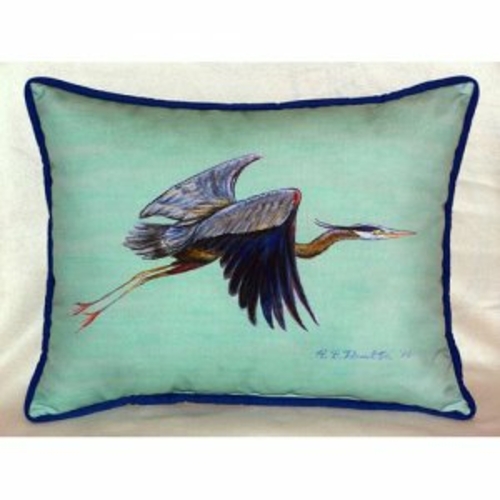 Betsy Drake ZP327C Flying Blue Heron - Teal Indoor & Outdoor Throw Pil