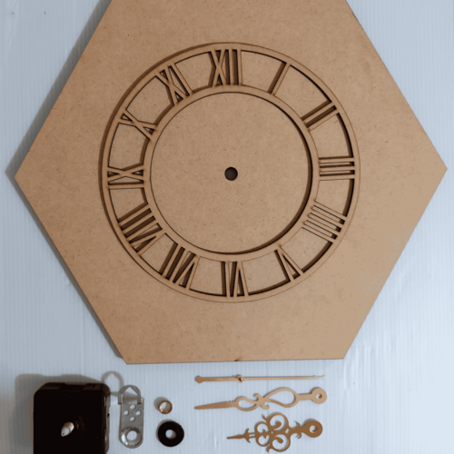 Hexagon Mdf Base With 10" Mdf Dail and Movement