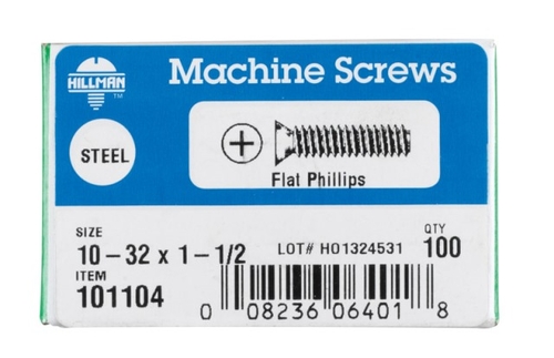 Hillman 101104 10-32 x 1.5 in. Flat Head Phillips Machine Screw