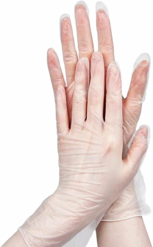 Pack of 100 Vinyl Gloves, Natural color, Large size. Disposable