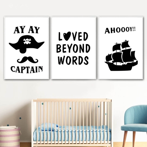 Black White Pirate Ship Quotes Wall Art